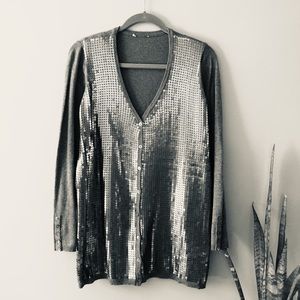 Grey & Silver Sequin Cardigan